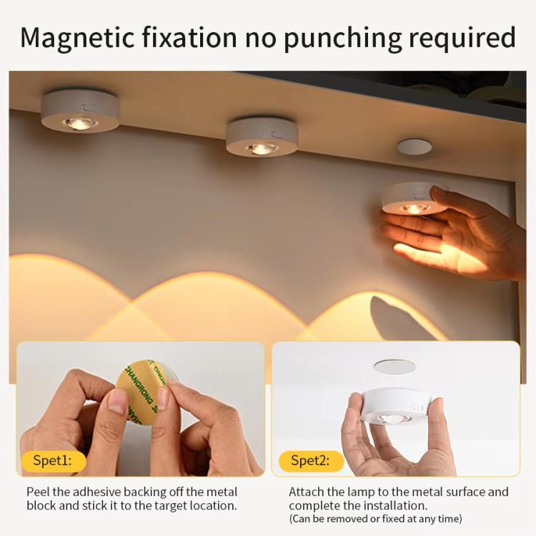 Magnetic Puck Light Rechargeable LED Under Cabinet Light With Remote Control