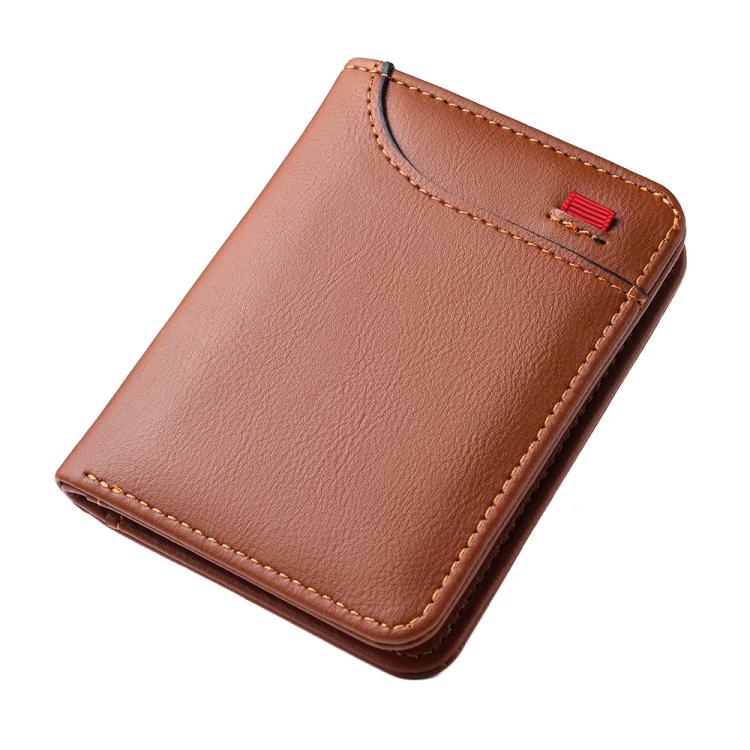 Men Leather Wallet Multi-position Card Holder Vertical ID Card Bag Mini Purse