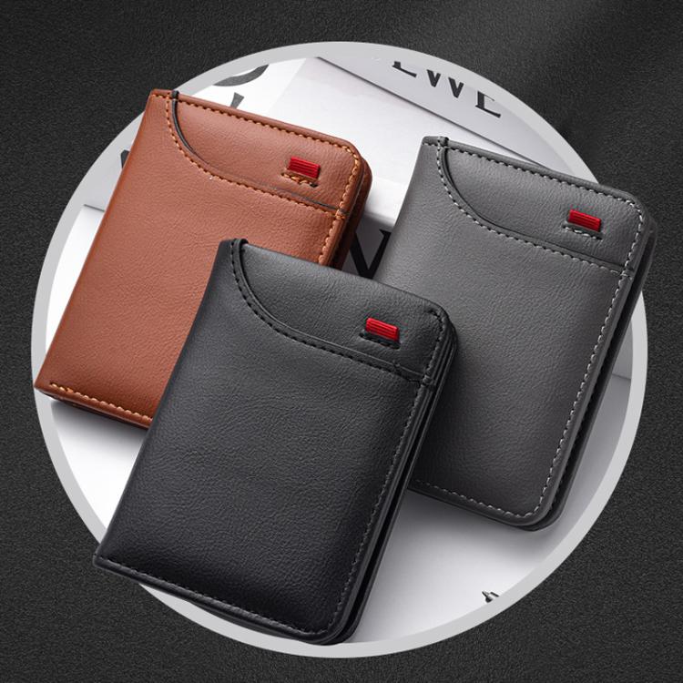 Men Leather Wallet Multi-position Card Holder Vertical ID Card Bag Mini Purse