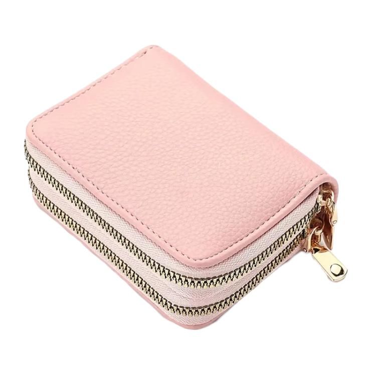Multi-Function Organ Card Bag Double Zipper Women Wallet Large Capacity PU Card Holder