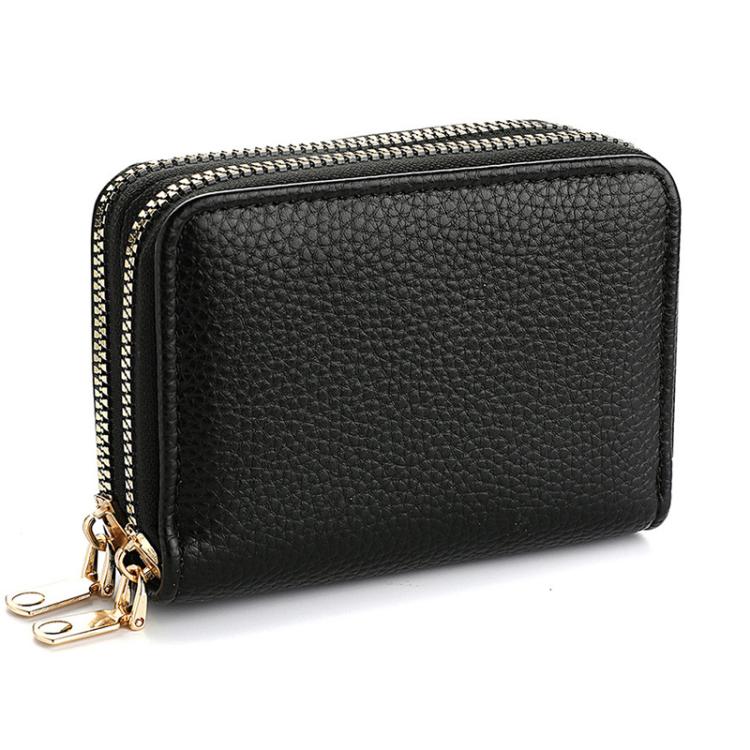 Multi-Function Organ Card Bag Double Zipper Women Wallet Large Capacity PU Card Holder