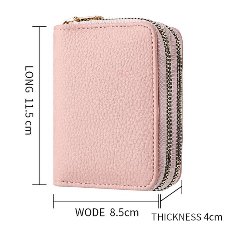 Multi-Function Organ Card Bag Double Zipper Women Wallet Large Capacity PU Card Holder