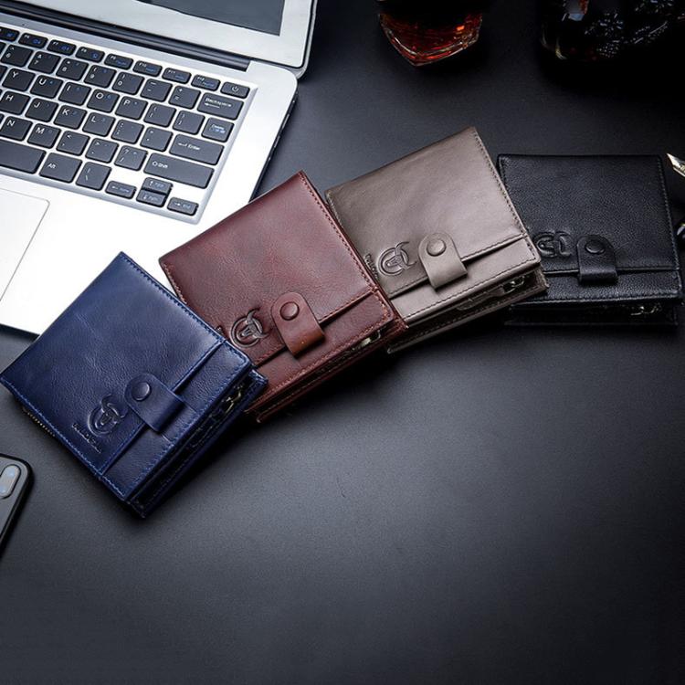 BULL CAPTAIN 038 RFID Anti-Theft Top Layer Cowhide Casual Wallet Driver ID Card Slot Wallet