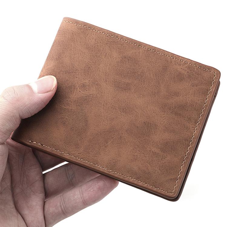 DEABOLAR Men Short Wallet Zipper Simple Soft Leather Purse Card Bag Student Retro Leather Wallet