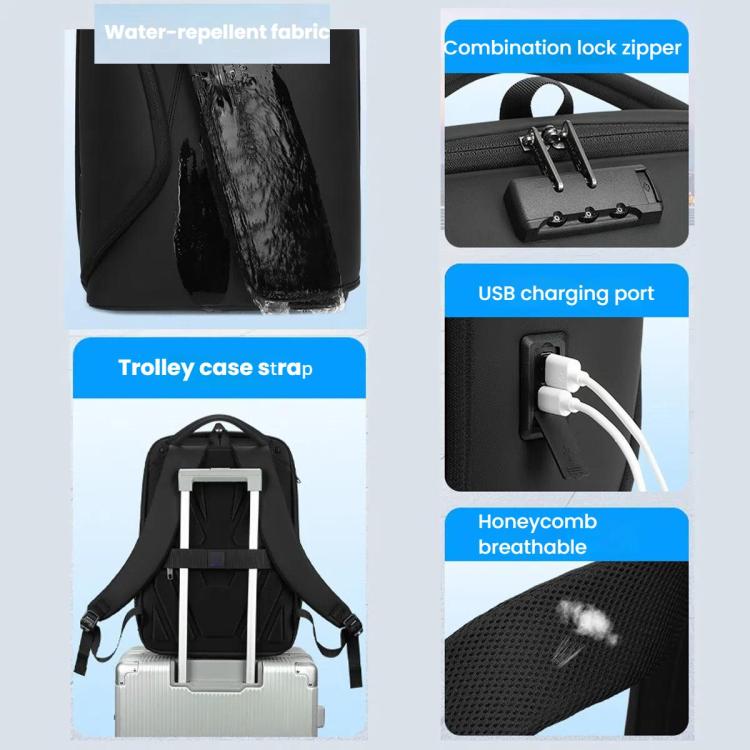 Wiersaam Men Anti-Theft Business Travel Backpack Water-Resistant Laptop Backpack With USB Charging Port