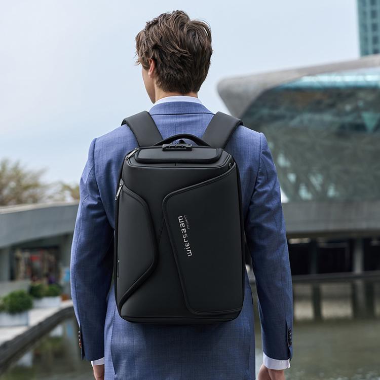 Wiersaam Men Anti-Theft Business Travel Backpack Water-Resistant Laptop Backpack With USB Charging Port