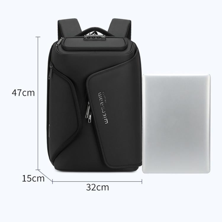 Wiersaam Men Anti-Theft Business Travel Backpack Water-Resistant Laptop Backpack With USB Charging Port