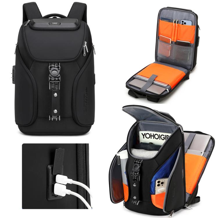 Wiersaam WY68173 Men Waterproof Anti-Theft Business Backpack With Lock & USB Ports
