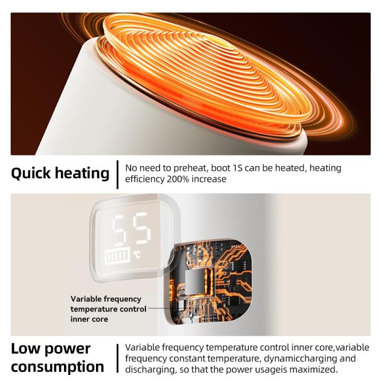 Portable Wireless Baby Bottle Warmer 400ml Adjustable Temperature Travel Thermos, Type-C Fast Charging