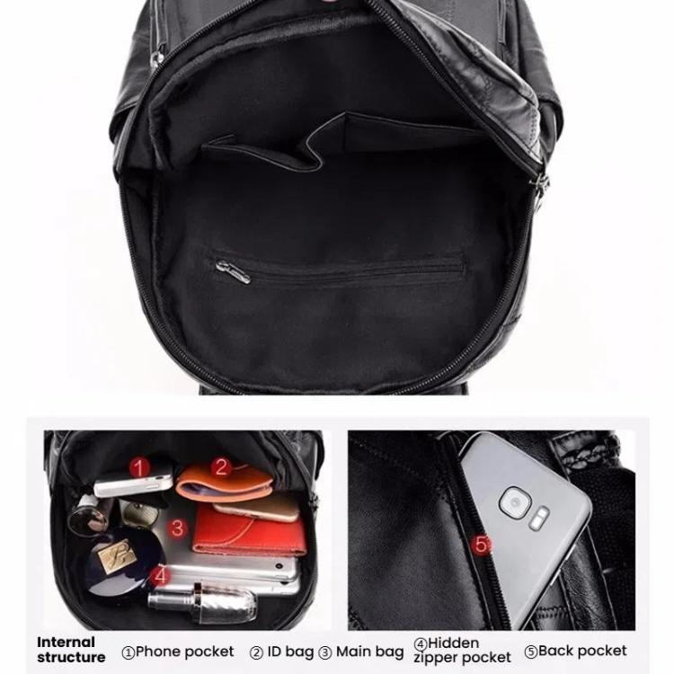 Casual Women Shoulder Bag PU Leather Simple Versatile Trend Female Backpack Student Travel Schoolbag