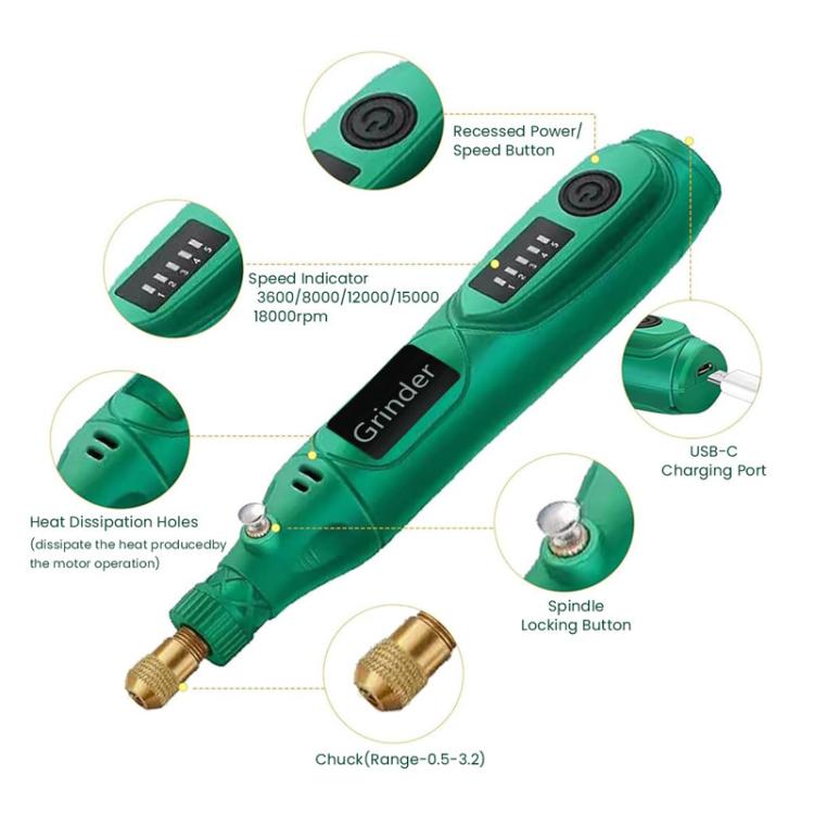5-speed Mini Electric Grinder Micro Drill Metal Glass Ceramic Grinding Carving Cutting And Polishing Tools