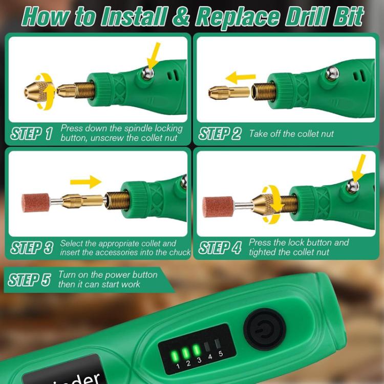 5-speed Mini Electric Grinder Micro Drill Metal Glass Ceramic Grinding Carving Cutting And Polishing Tools