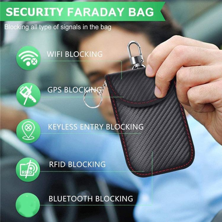 RFID Blocking Car Key Holder Anti-Skimming Carbon Fiber Key Case for Vehicles, Credit Cards & Electronics