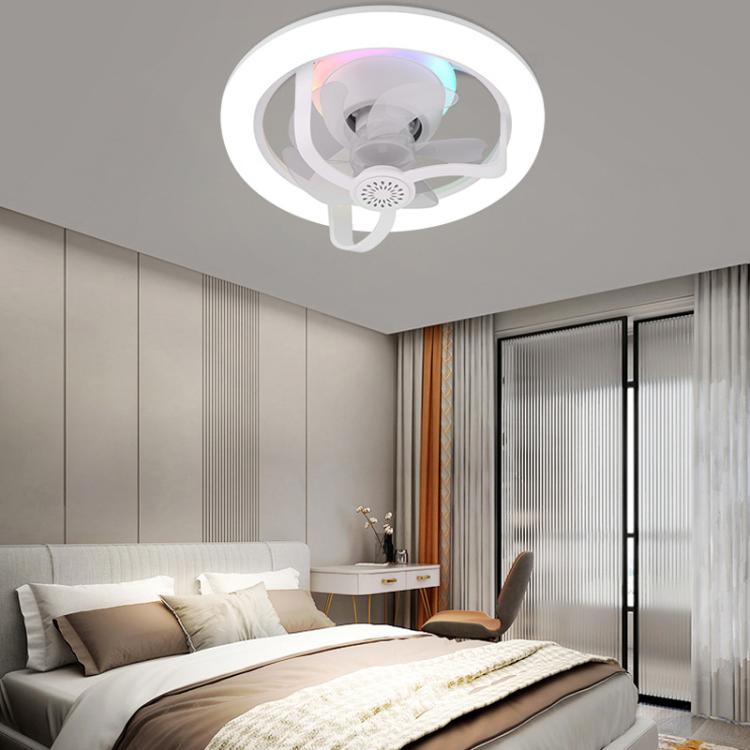 50W Ceiling Fan Light With E27 Socket 3 Speeds Adjustable RGB LED Strip