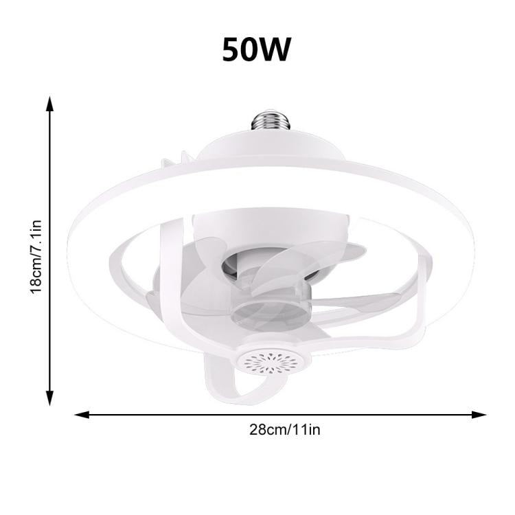 50W Ceiling Fan Light With E27 Socket 3 Speeds Adjustable RGB LED Strip