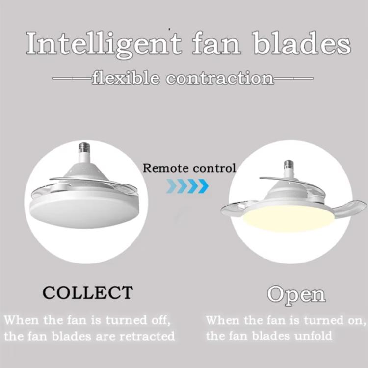 22.5-inch Invisible Blade Ceiling Fan Light with E27 Socket Dimmable LED, 3 Color Temperatures, 3 Speeds, 2H/4H Time