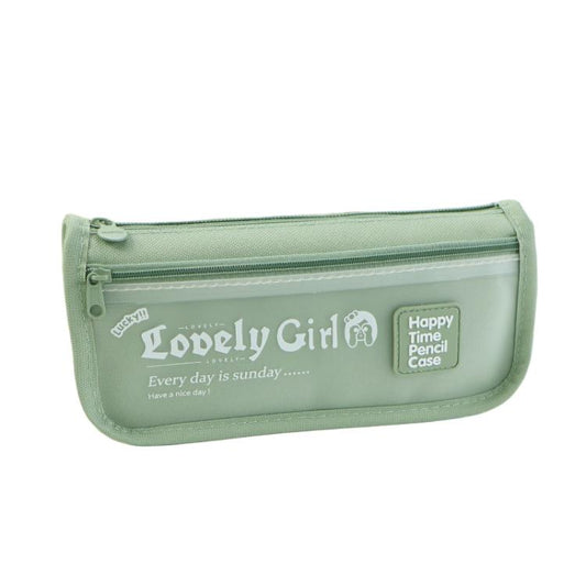 Cute Large Capacity Pencil Case with Transparent Front Pocket School Supplies Organizer