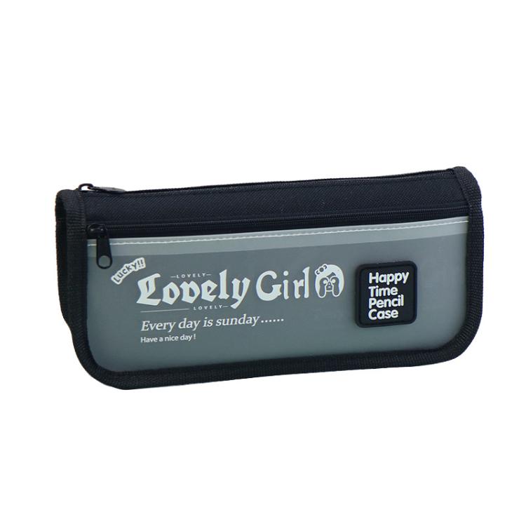 Cute Large Capacity Pencil Case with Transparent Front Pocket School Supplies Organizer