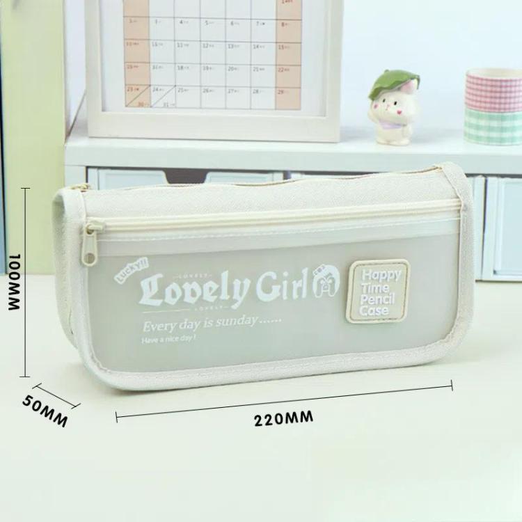 Cute Large Capacity Pencil Case with Transparent Front Pocket School Supplies Organizer