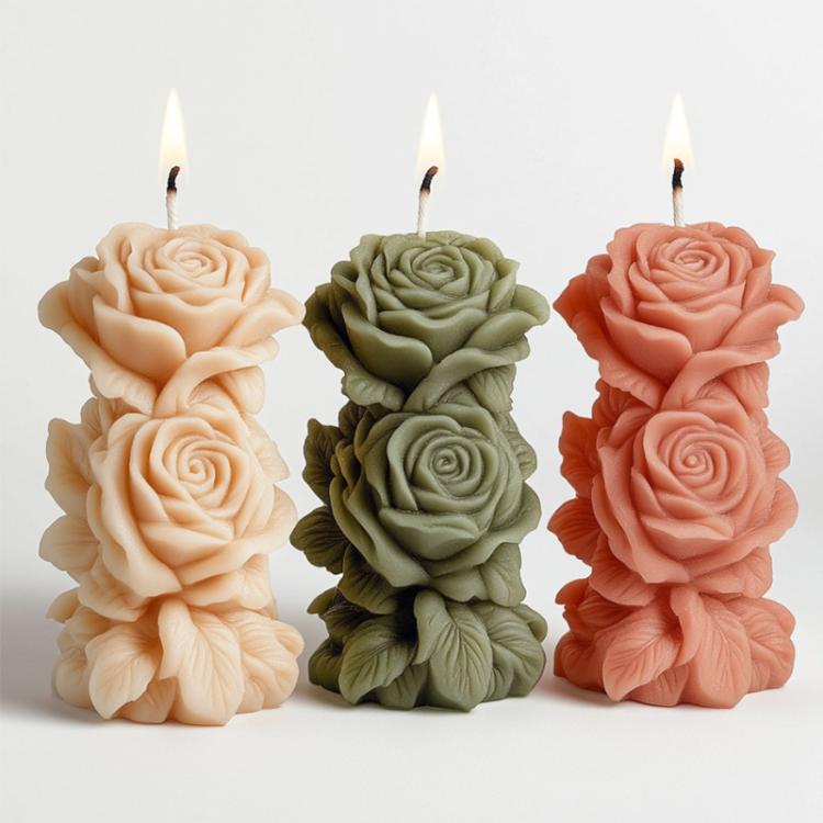 Flower Column Aromatherapy Candle Silicone Mold DIY Handmade Gift Diffuser Stone Mold