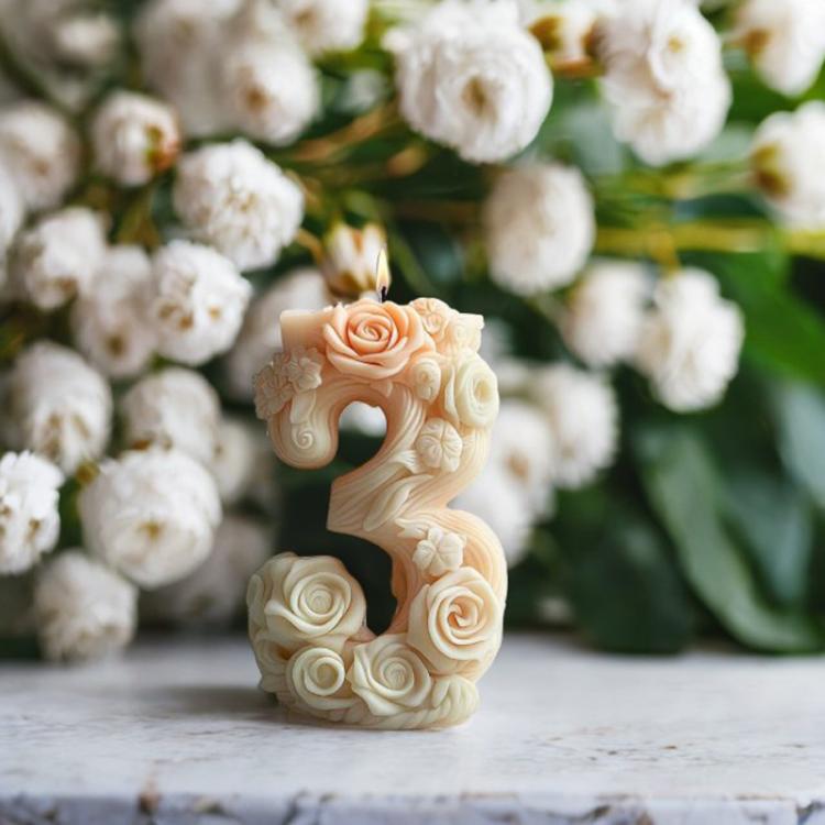 Flower Digital Aromatherapy Candle Silicone Mold DIY Diffuser Ornament Three-dimensional Digital Plaster Mold