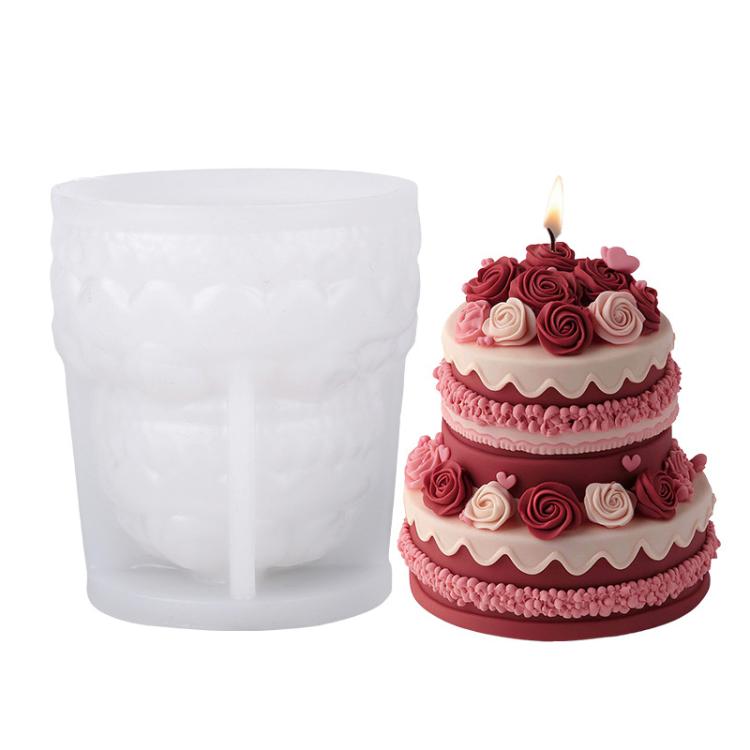 Rose Cake Scented Candle Silicone Mold DIY Diffuser Stone Ornament Handmade Soap Mold