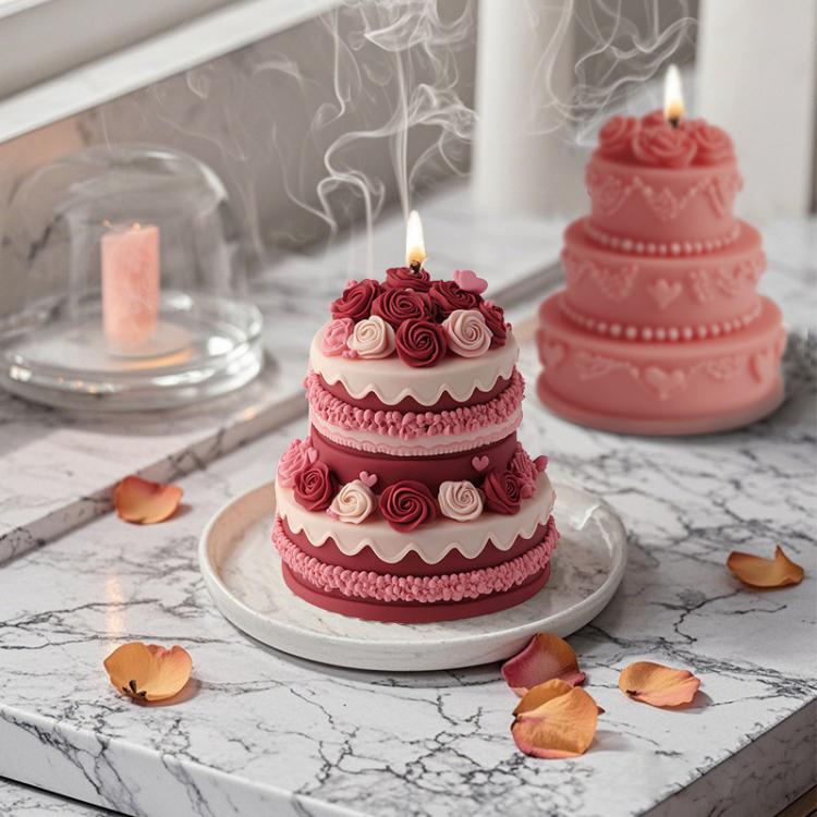 Rose Cake Scented Candle Silicone Mold DIY Diffuser Stone Ornament Handmade Soap Mold