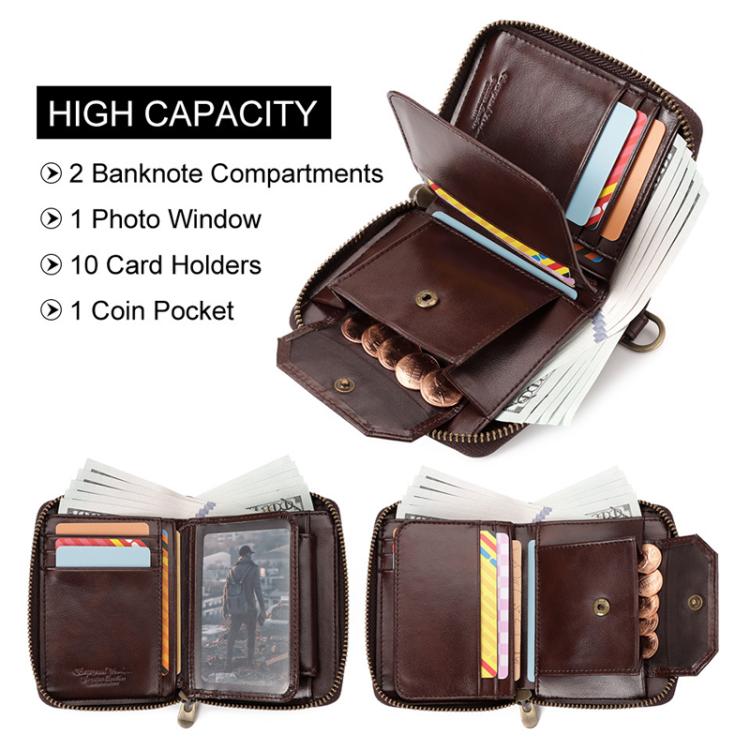 HUMERPAUL BP783 Unisex Short Leather Wallet With RFID Multi-Card Holder