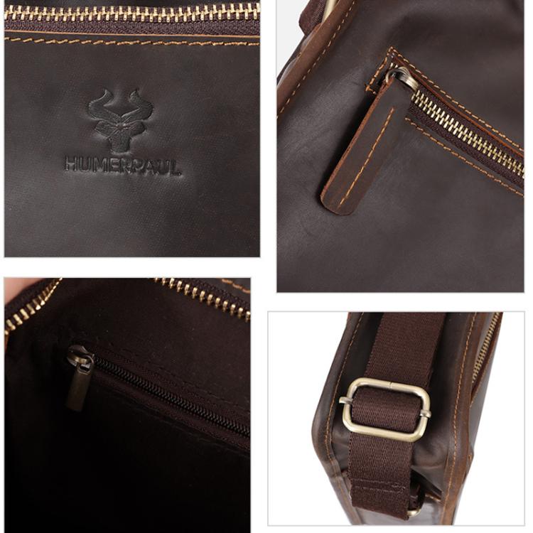 HUMERPAUL MH702 Men Vertical Crossbody Bag Casual Leather Shoulder Bag