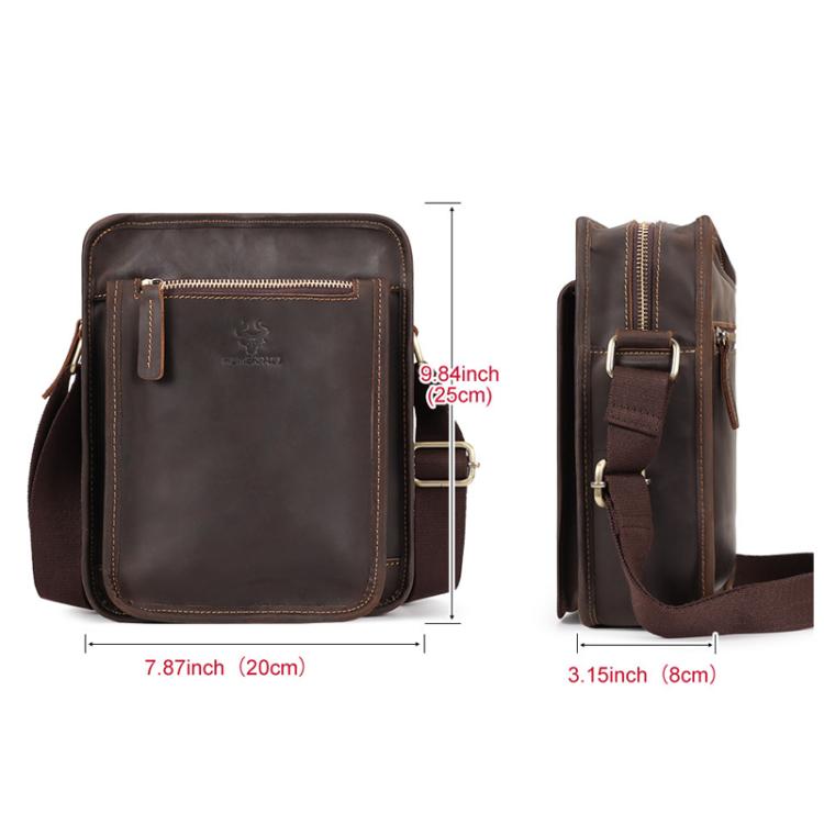 HUMERPAUL MH702 Men Vertical Crossbody Bag Casual Leather Shoulder Bag