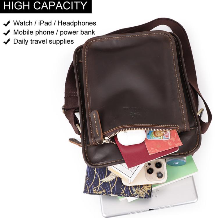 HUMERPAUL MH702 Men Vertical Crossbody Bag Casual Leather Shoulder Bag
