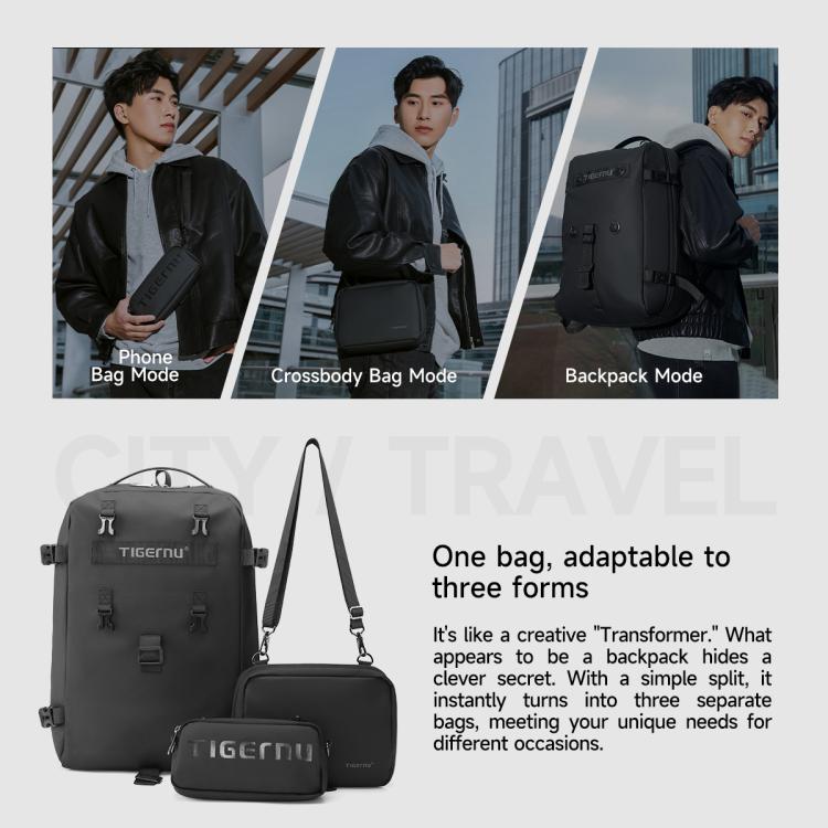 Tigernu T-B9836 3-in-1 Detachable Men Backpack Convertible Travel Laptop Bag for Sports & Commuting