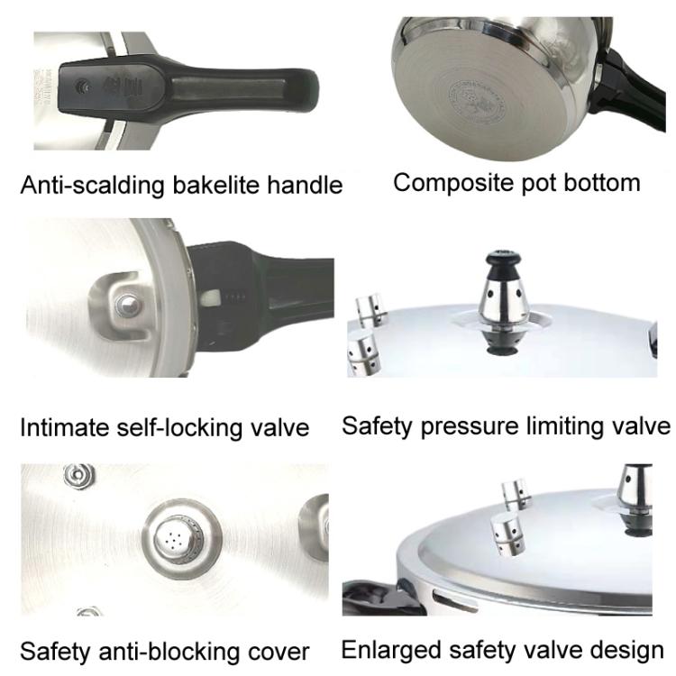 63-77kPa Pressure Cooker 304 Stainless Steel Safety Lock Lid for Induction & Gas Stoves