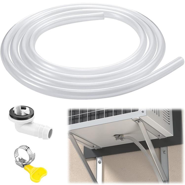 15mm Air Conditioner Drip Nozzle Kit Universal 3m Drain Hose with Elbow Adapter & Clamp for 15mm Outdoor Unit Drain Ports