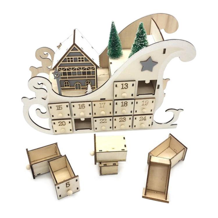24-Day Countdown Sledge Christmas Calendar Decoration Gift Box