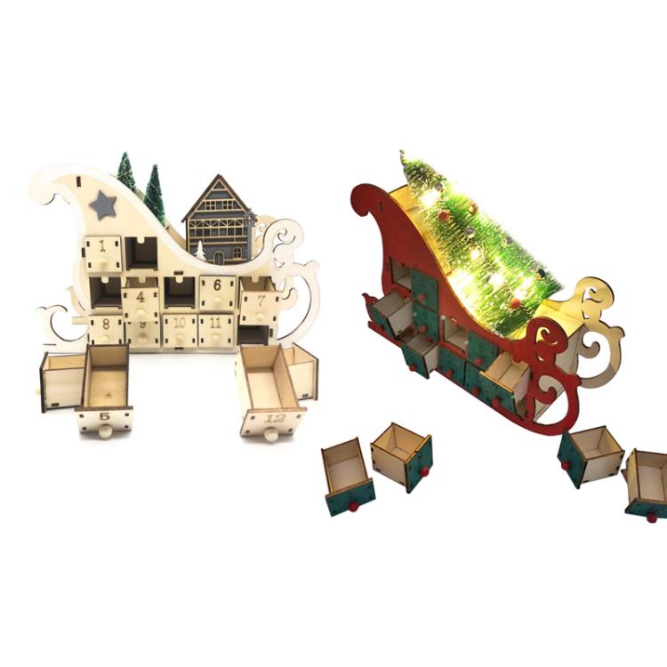 24-Day Countdown Sledge Christmas Calendar Decoration Gift Box