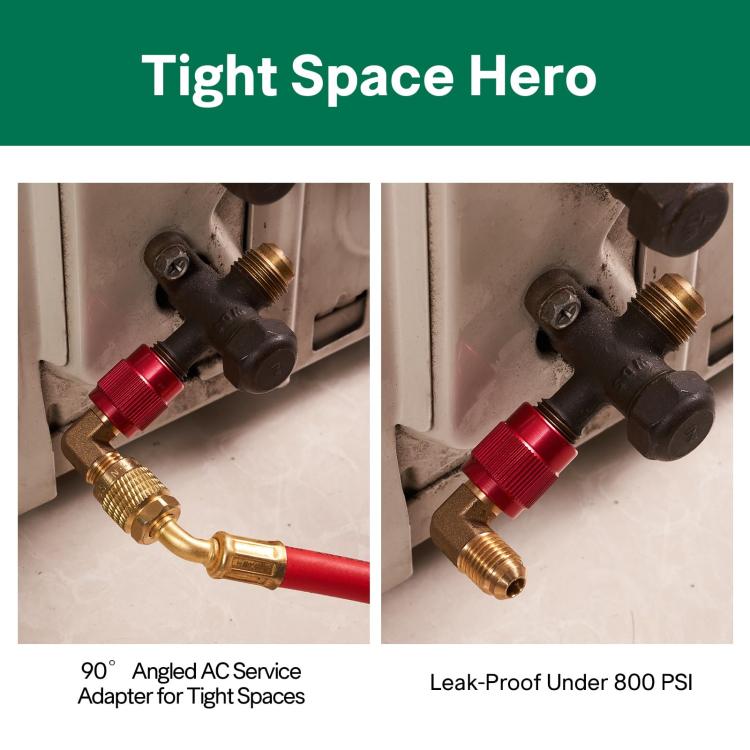 R410 To R22 Refrigerant Conversion Adapter 90-degree Elbow Fitting Brass HVAC Service Connector for Air Conditioner & Freezer Charging