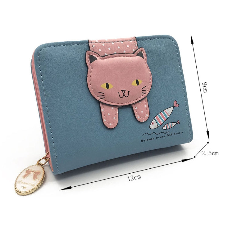 Women Cute Cat Wallet Small Zipper Wallet PU Leather Coin Purse Card Holder