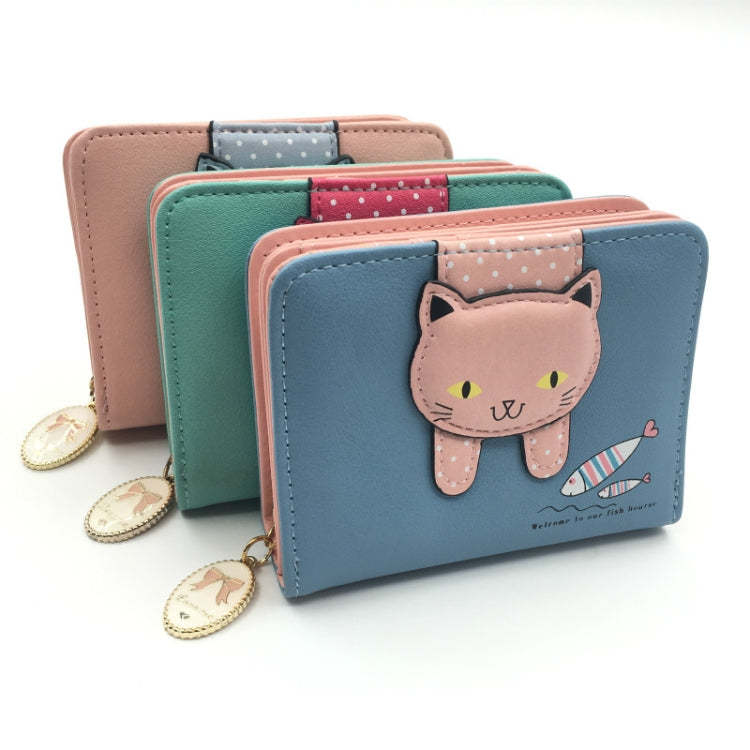 Women Cute Cat Wallet Small Zipper Wallet PU Leather Coin Purse Card Holder
