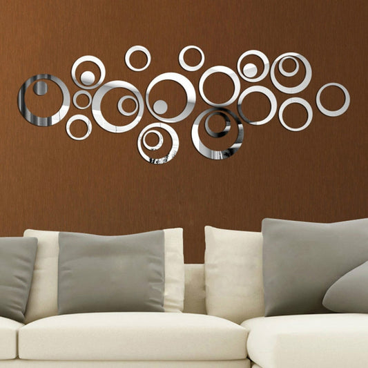 24 PCS 3D DIY Circles Decoration Mirror Wall Stickers for TV Background Home Decor Acrylic Decor Wall Art