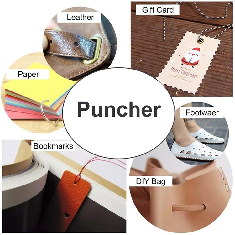 Multifunctional Belt Hole Puncher with 6 Holes Leather Hole Punch for Leather Belts Cards Paper Fabric