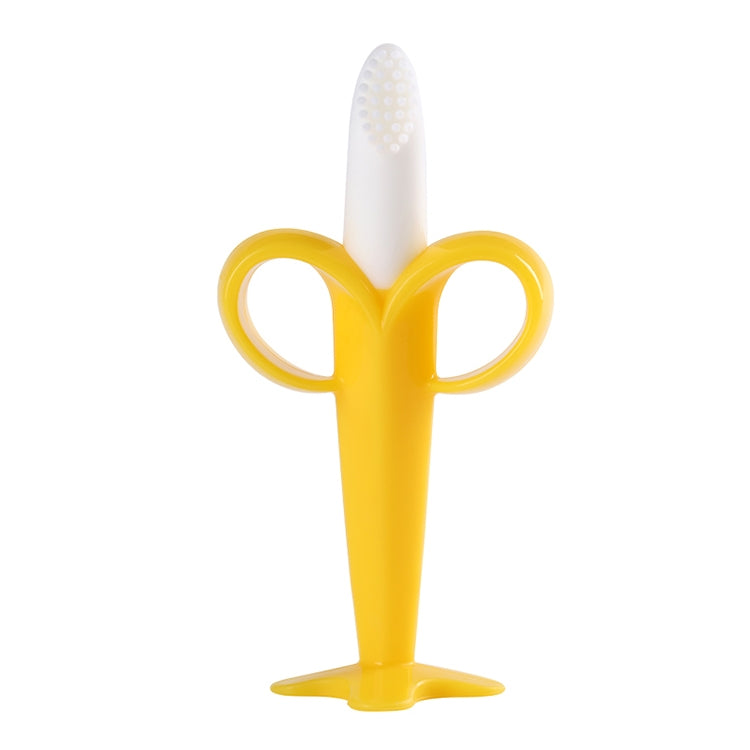3 PCS Baby Silicone Training Toothbrush Banana Shape Safe Toddle Teether Chew Toys Teething Ring Gift for Infant Baby Chewing