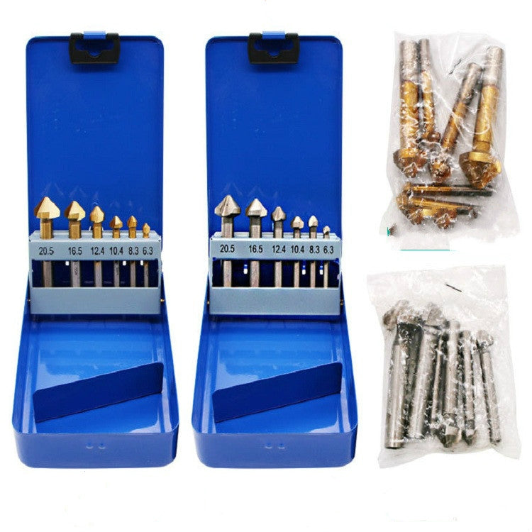 6 In 1 90 Degree Three-edge Chamfering Knife Woodworking Milling Cutter Chamfering Machine Hole Opener