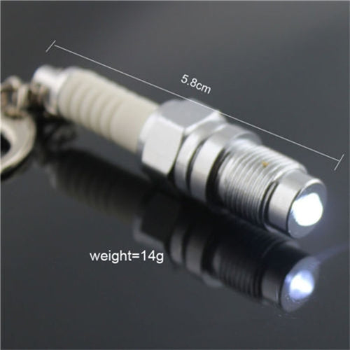 2 PCS Casual LED Key Chain Spark Plug Key Chain Keychain Car Parts Keyring Car Styling Accessories Decoration