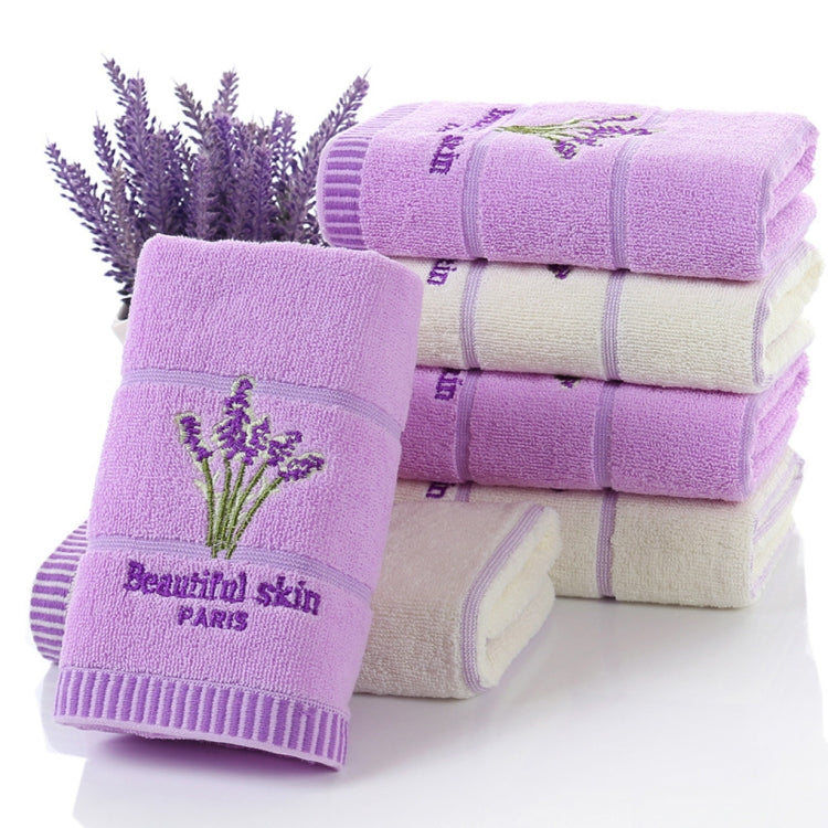 Pure Cotton Thicken Stripe Face Towels Lavender Pattern Absorbent Face Towels