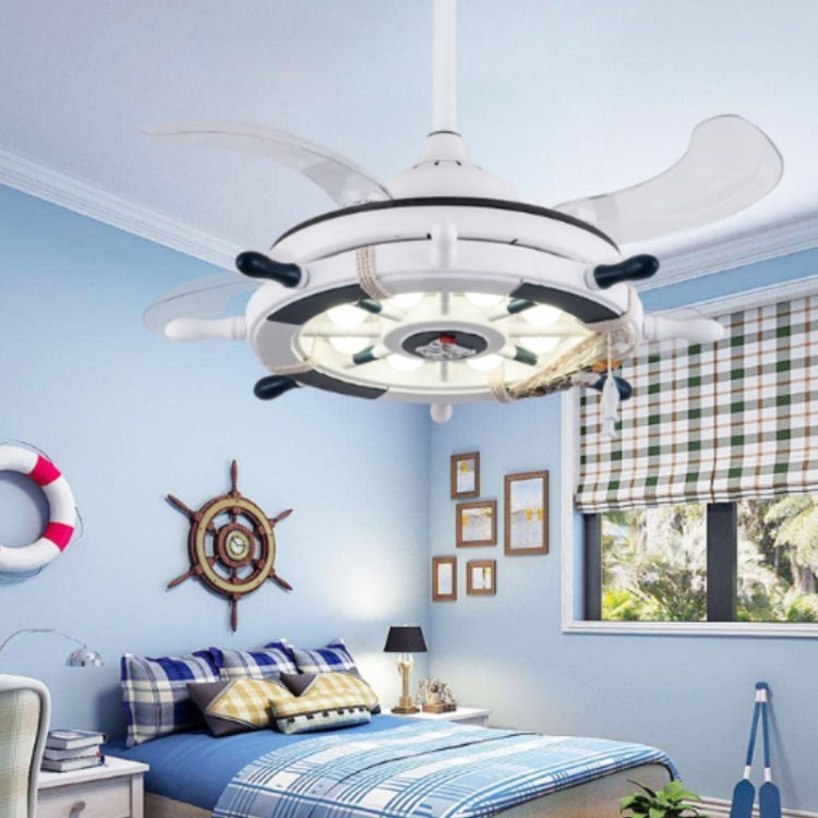 Creative Rudder Fan Light Children Bedroom Invisible Small Ceiling Fan with 3 Gear Dimming