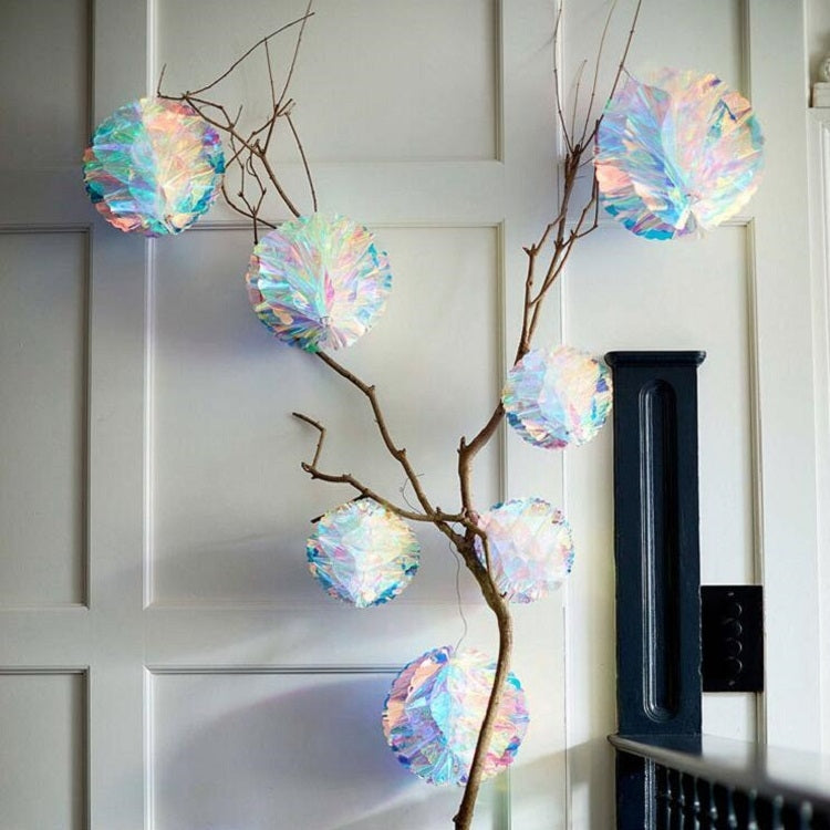 2 PCS Neon Film Honeycomb Ball Ornaments Wedding Birthday Party Decoration Supplies