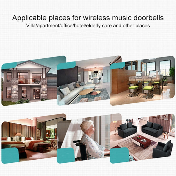 VOYE V003A Home Music Remote Control Wireless Doorbell with 38 Polyphony Sounds, US Plug