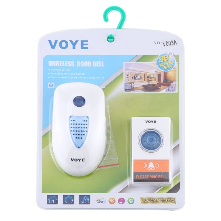 VOYE V003A Home Music Remote Control Wireless Doorbell with 38 Polyphony Sounds, US Plug