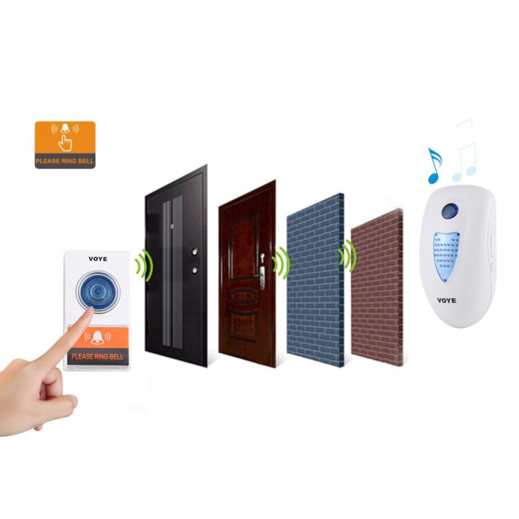 VOYE V003A Home Music Remote Control Wireless Doorbell with 38 Polyphony Sounds, US Plug